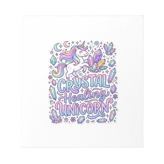 Unicorn Crystal Healing Unicorn Gift Idea Vector D Notepad (Front)