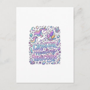Unicorn Crystal Healing Unicorn Gift Idea Vector D Postcard