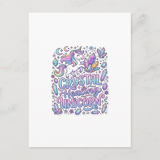 Unicorn Crystal Healing Unicorn Gift Idea Vector D Postcard (Front)