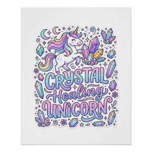 Unicorn Crystal Healing Unicorn Gift Idea Vector D Poster