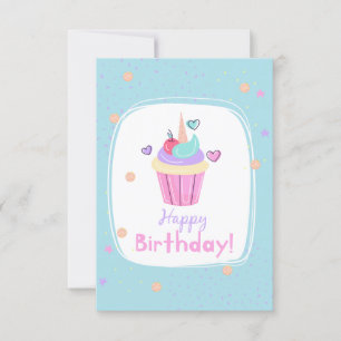 Unicorn Cupcake Birthday Card