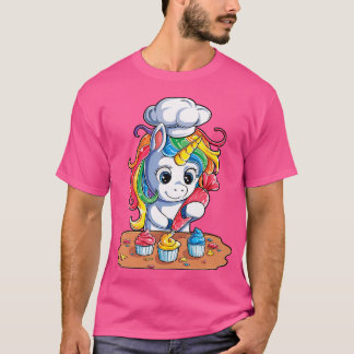 Unicorn Cupcake Funny Girls Kids Baking Cake Rainb T-Shirt