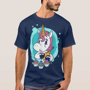 Unicorn Cupcake Funny Girls Kids Baking Cake Rainb T-Shirt