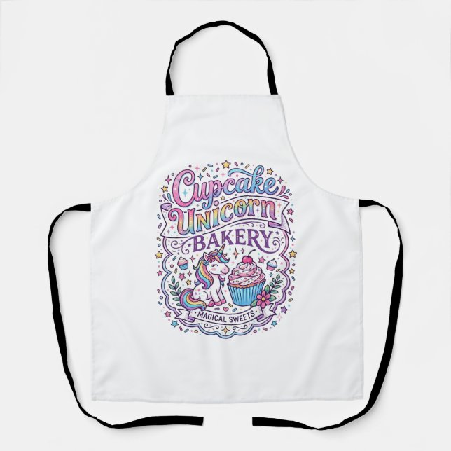 Unicorn Cupcake Unicorn Bakery White Background Pr Apron (Front)