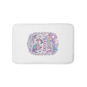 Unicorn Cupcake Unicorn Bakery White Background Pr Bath Mat