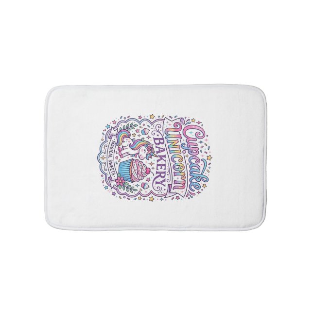 Unicorn Cupcake Unicorn Bakery White Background Pr Bath Mat (Front)