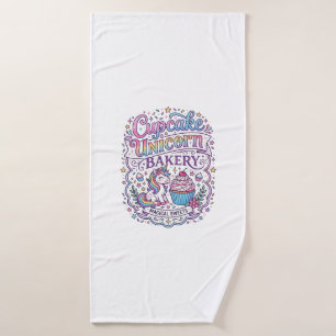 Unicorn Cupcake Unicorn Bakery White Background Pr Bath Towel