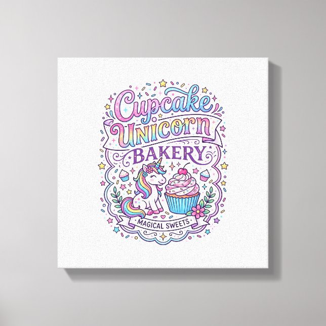 Unicorn Cupcake Unicorn Bakery White Background Pr Canvas Print (Front)