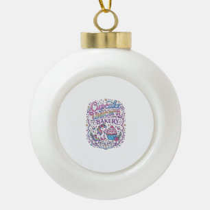Unicorn Cupcake Unicorn Bakery White Background Pr Ceramic Ball Christmas Ornament