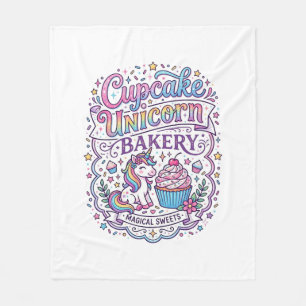 Unicorn Cupcake Unicorn Bakery White Background Pr Fleece Blanket