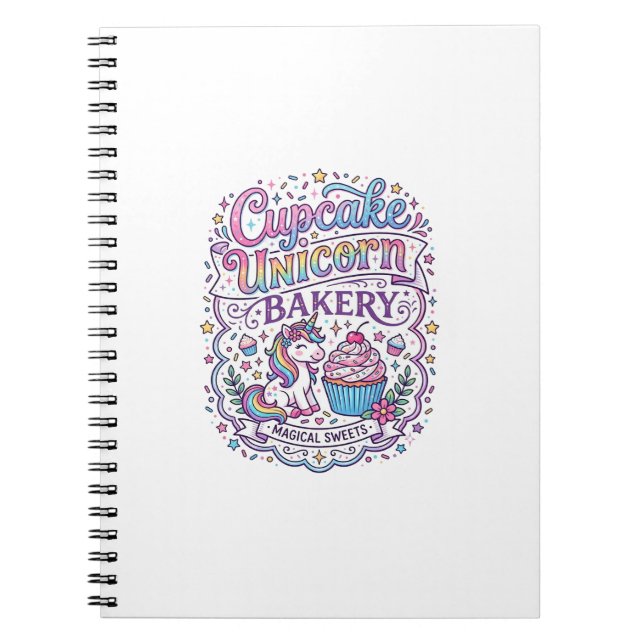 Unicorn Cupcake Unicorn Bakery White Background Pr Notebook (Front)