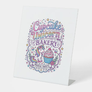 Unicorn Cupcake Unicorn Bakery White Background Pr Pedestal Sign
