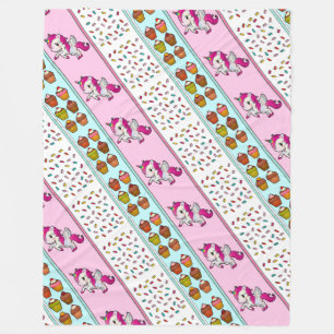 Unicorn, Cupcakes and Sprinkles Cute pink girl's Fleece Blanket