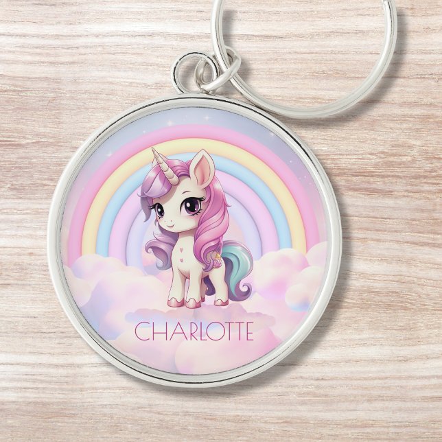 Unicorn Custom Name Rainbow Girly  Key Ring (Creator Uploaded)