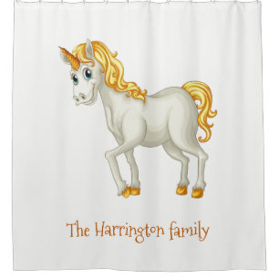 Unicorn custom name shower curtain