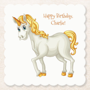 Unicorn custom text paper coasters