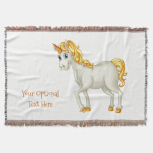 Unicorn custom text throw blanket