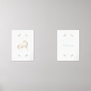 Unicorn Customised name print set of 2 