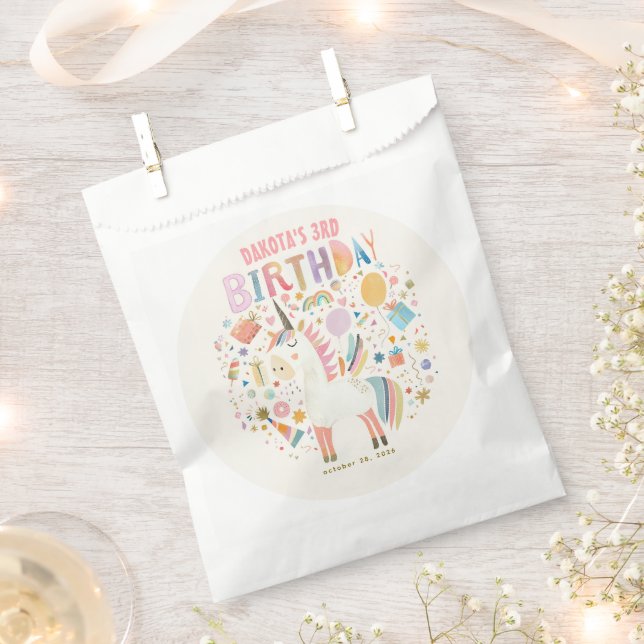 Unicorn Cute Birthday Party Favour Bags (Clipped)