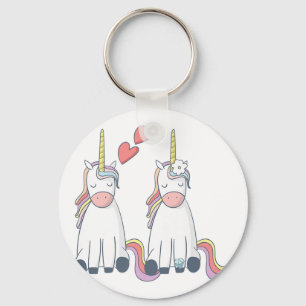 Unicorn Cute Bride And Groom Inlove Premium Key Ring