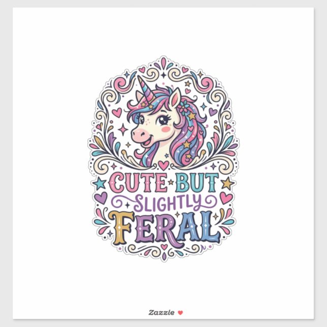 Unicorn Cute but Slightly Feral White Background C (Sheet)