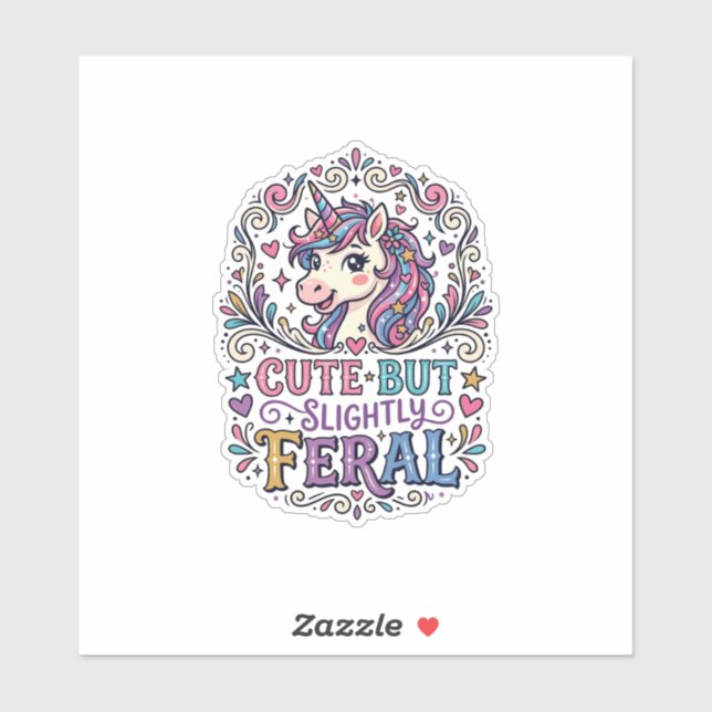 Unicorn Cute but Slightly Feral White Background C (Sheet)