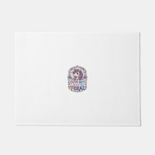 Unicorn Cute but Slightly Feral White Background C Doormat