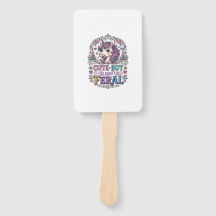 Unicorn Cute but Slightly Feral White Background C Hand Fan