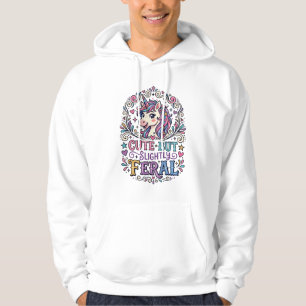 Unicorn Cute but Slightly Feral White Background C Hoodie