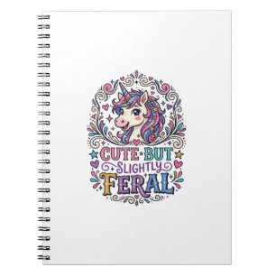 Unicorn Cute but Slightly Feral White Background C Notebook
