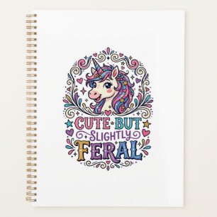 Unicorn Cute but Slightly Feral White Background C Planner