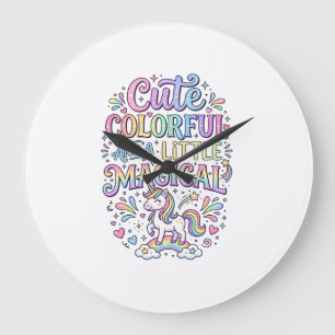 Unicorn Cute Colourful and a Little Magical Origin Large Clock