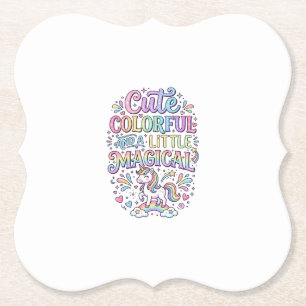 Unicorn Cute Colourful and a Little Magical Origin Paper Coaster
