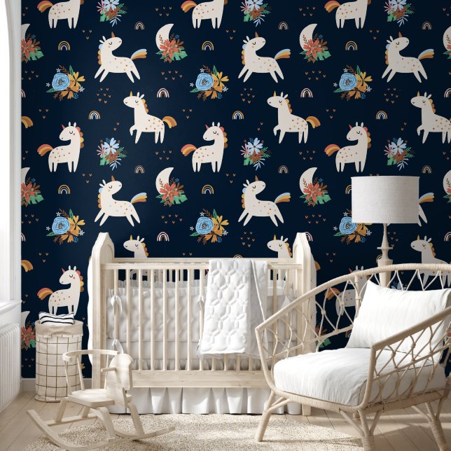 Unicorn Cute Fantasy Animal Pattern Wallpaper (Kids)