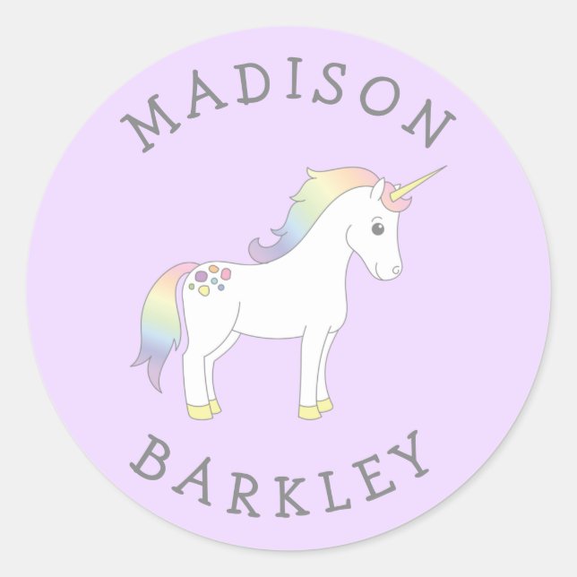 Unicorn Cute Kids Pastel Envelope Seal Stickers (Front)