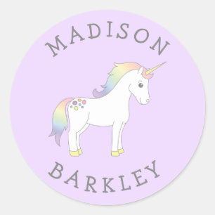 Unicorn Cute Kids Pastel Envelope Seal Stickers