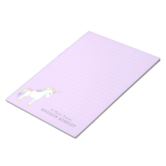 Unicorn Cute Kids Pastel Stationary Notepad (Angled)