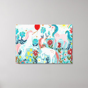 Unicorn cute rainbow girls canvas print