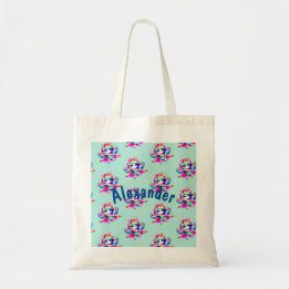 Unicorn cute super girl green navy text T-Shirt Tote Bag