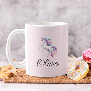 Unicorn Cute Watercolor Personalised Name Coffee Mug