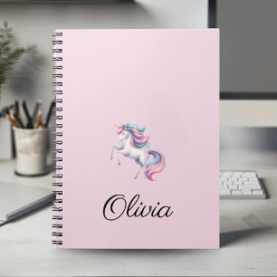 Unicorn Cute Watercolor Personalised Name Notebook