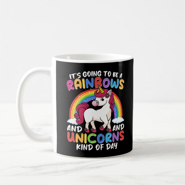 Unicorn Cute Whimsical Funny Rainbows And Unicorns Coffee Mug (Left)