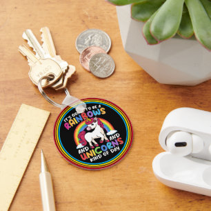 Unicorn Cute Whimsical Funny Rainbows And Unicorns Key Ring