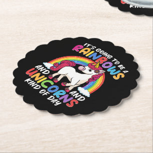 Unicorn Cute Whimsical Funny Rainbows And Unicorns Paper Coaster