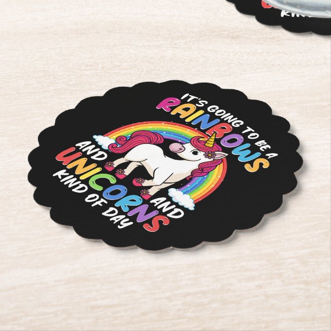 Unicorn Cute Whimsical Funny Rainbows And Unicorns Paper Coaster (Angled)