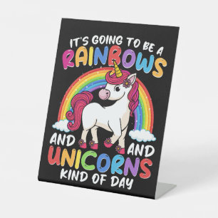 Unicorn Cute Whimsical Funny Rainbows And Unicorns Pedestal Sign