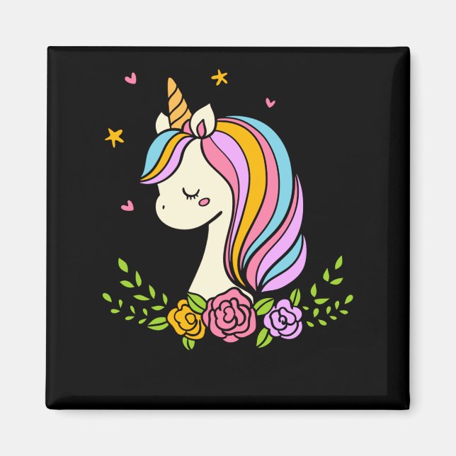 Unicorn Cute Whimsical Girly D Name  Magnet (Front)