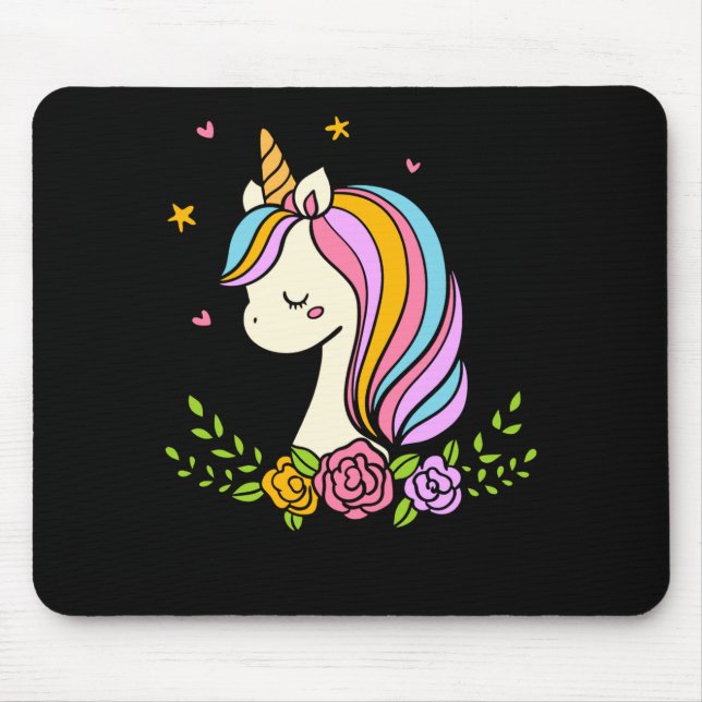 Unicorn Cute Whimsical Girly D Name  Mouse Mat (Front)