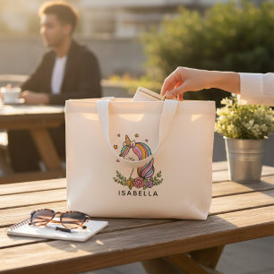 Unicorn Cute Whimsical Girly Personalised Name Mini Tote Bag