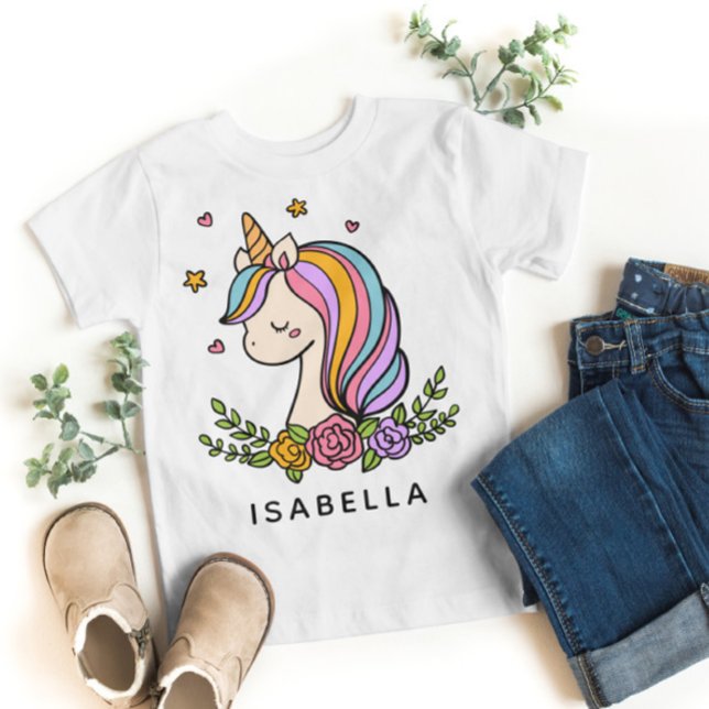 Unicorn Cute Whimsical Girly Personalised Name T-Shirt (Creator Uploaded)